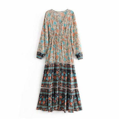 Φόρεμα Βούδας Trends Boho Gypsy Floral τυπωμένο φόρεμα