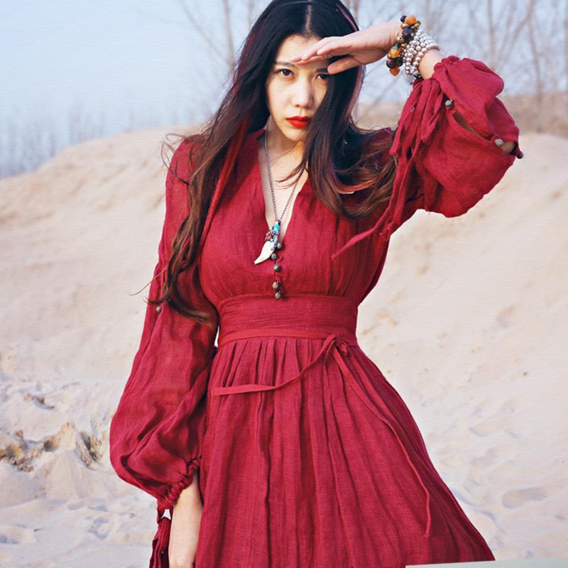 Τολμηρό και σέξι κόκκινο τσιγγάνικο φόρεμα Buddha Trends | Μάνταλα
