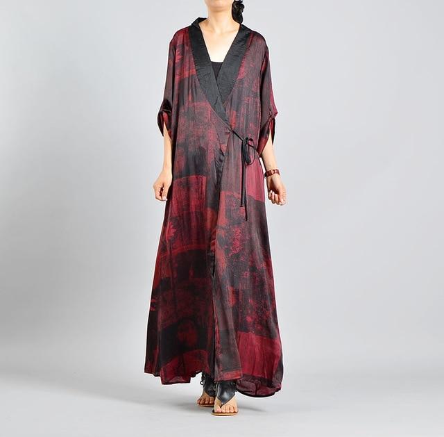 Buddha Trends Dress Burgundy / One Size Skye Nature Inspired Wrap Dress | Nirvana