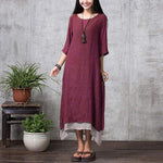 Buddha Trends Dress Burgundy / XXL Oversized Layered Bohemian Dress