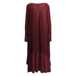 Buddha Trends Dress Burgundy / XXXL Asimetris Double Layered Irene Dress