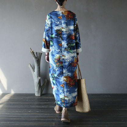 Buddha Trends Dress Butterfly Love Loose Midi Dress