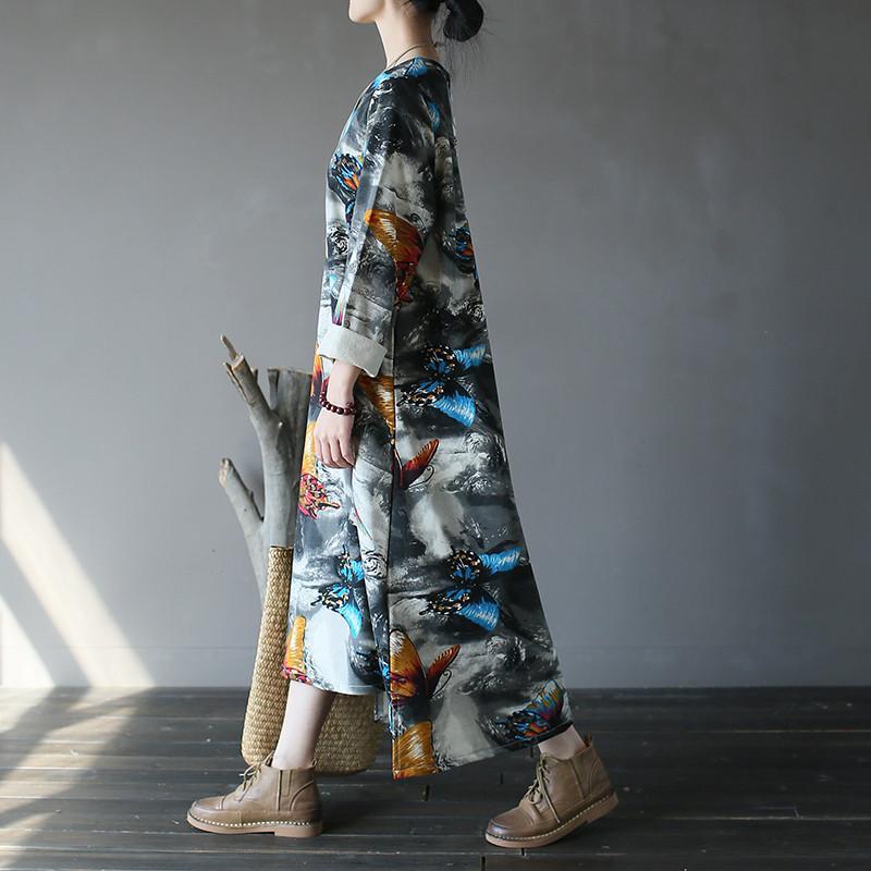 Φόρεμα Buddha Trends Butterfly Love Loose Midi Φόρεμα