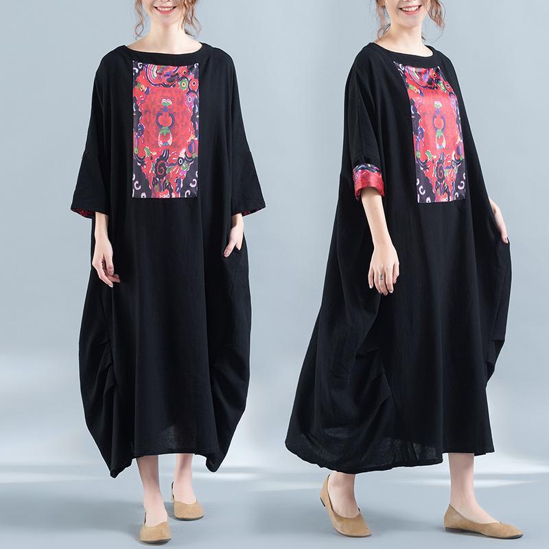 Buddha Trends Dress Casual Robe d'été noire