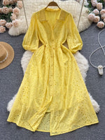 Buddha Trends Dress Casual Chic Polka Dots Cotton Dress | Loto