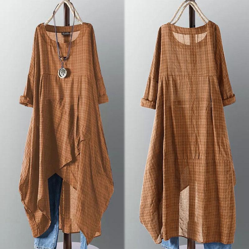 Buddha Trends Dress Casual Long Sleeve Asymmetrical Shirt Dress