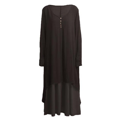 Buddha Trends Dress Coffee / XXXL Asymetryczna dwuwarstwowa sukienka Irene