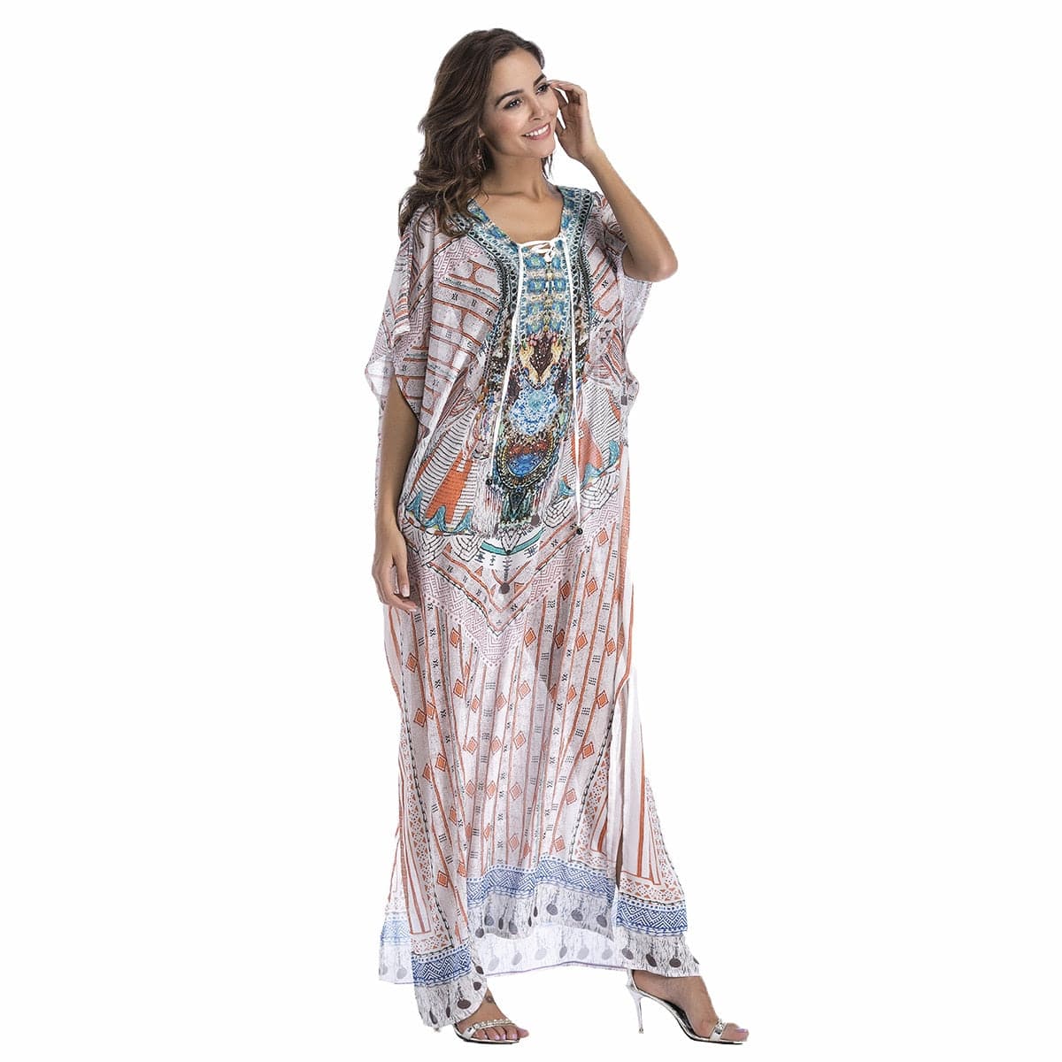 Buddha Trends Dress color-1 / One Size Chiffon Bohemian Beach Maxi Dress