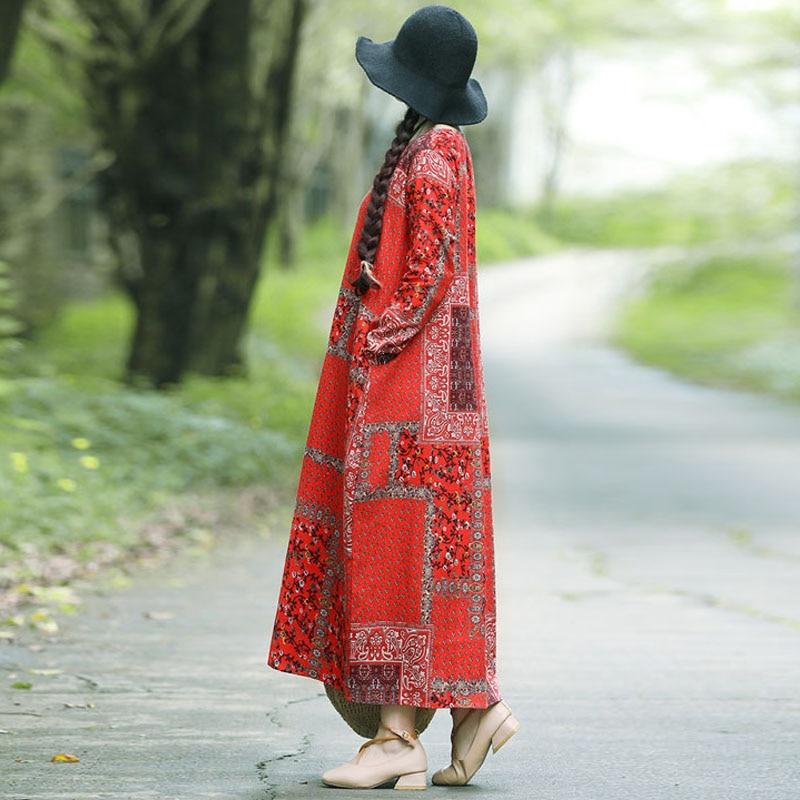 Buddha Trends Dress Robe mi-longue à imprimé patchwork de campagne