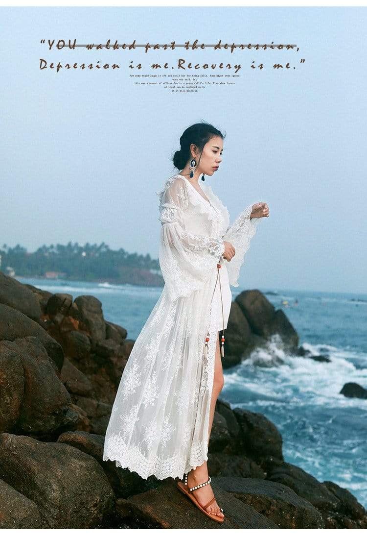 Vestido de noiva de renda boêmia creme Buddha Trends | Mandala