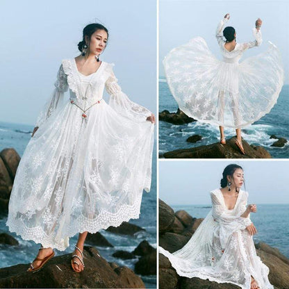 Buddha Trends Dress Creme Bohemian Lace Wedding Dress | Mandala