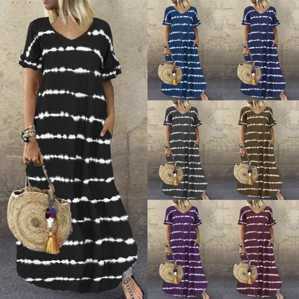 Buddha Trends Dress Ellia Tie-Dye Stripes Dress