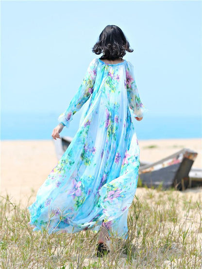 Φόρεμα Buddha Trends Floral και Flowy Chiffon Bohemian Prom Dress | Μάνταλα