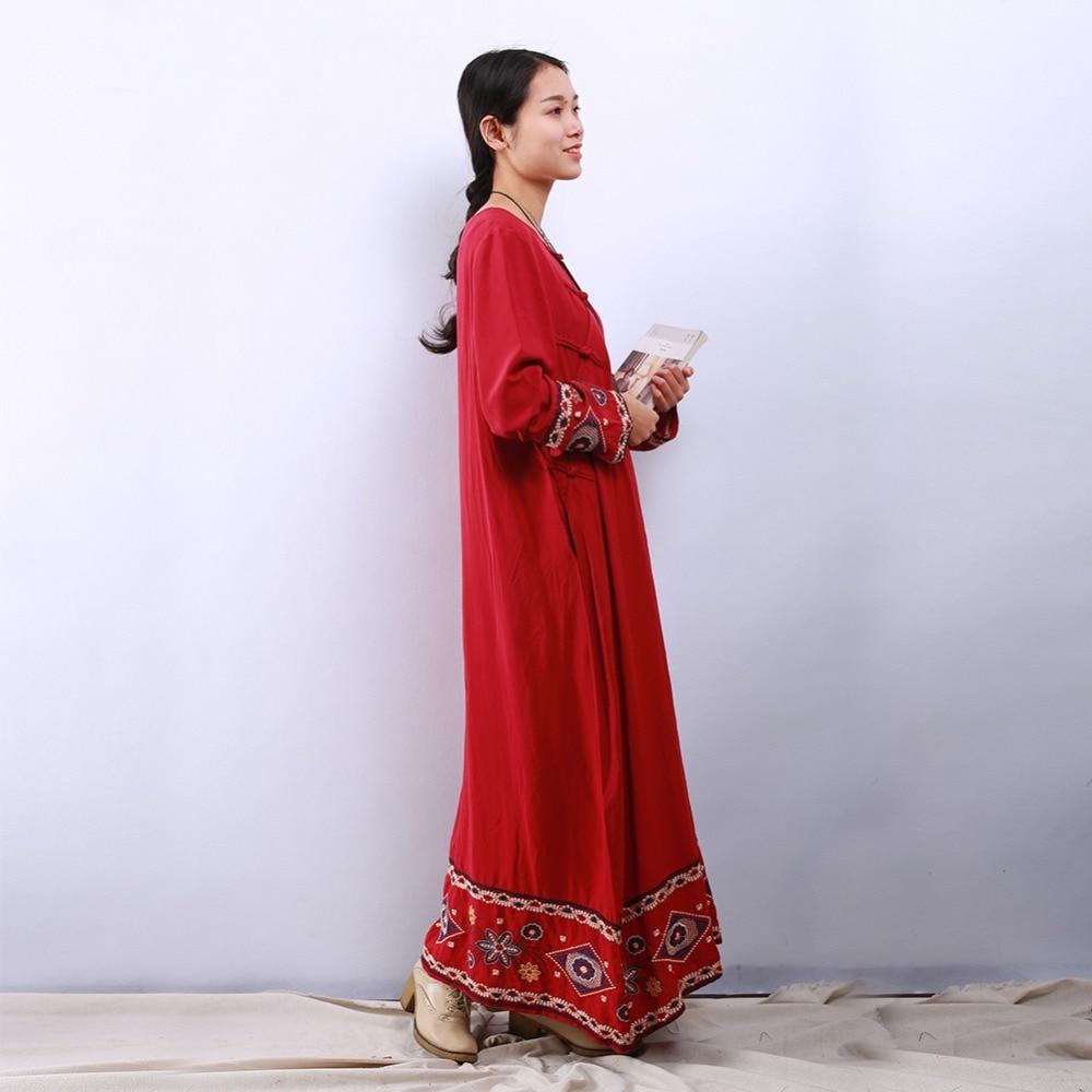 Floral κεντημένο κινεζικό φόρεμα