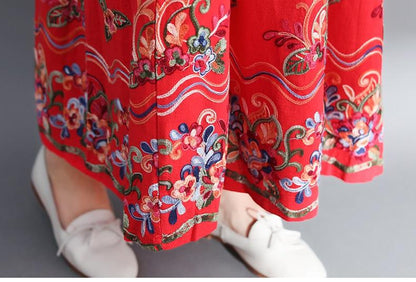 Vestido de Buddha Trends Vestido chino moderno bordado floral
