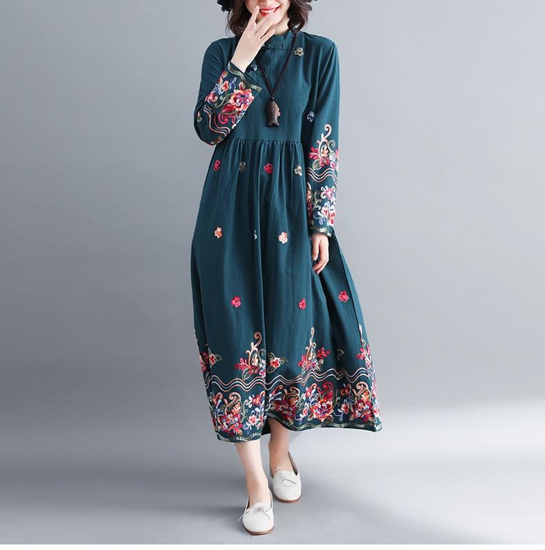 Sukienka Trendy Buddy Kwiatowa haftowana nowoczesna chińska sukienka