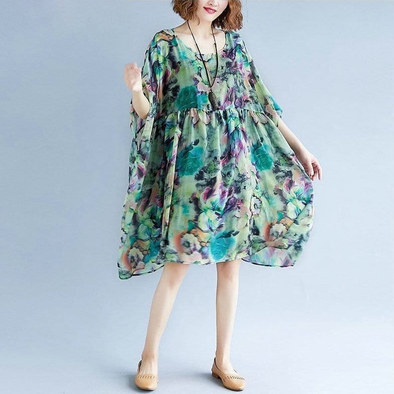 Φόρεμα Buddha Trends Floral / One Size Oversized Art Inspired Abstract Dress