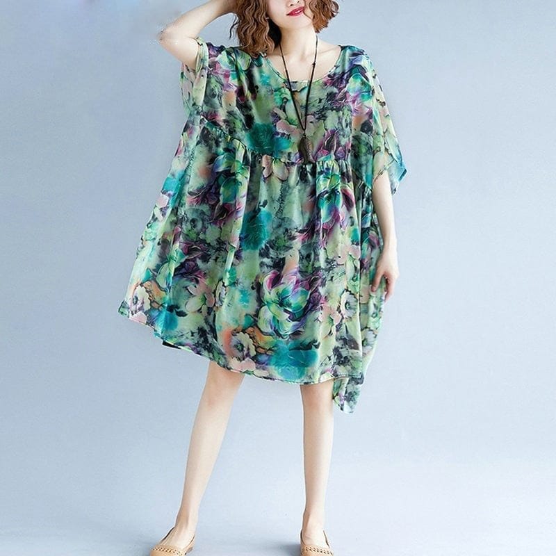 Buddha Trends Dress Floral / One Size Oversized Art Inspired Abstract Dress