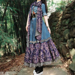 Buddha Trends Dress Abito in denim patchwork floreale | Mandala