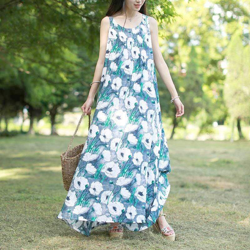 Floral Αμάνικο Maxi Φόρεμα