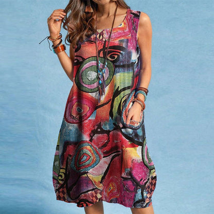 Buddha Trends Kleid Geometrische afrikanische Drucke Baggy Dress