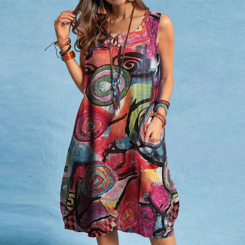 Buddha Trends Dress Geometric African Prints Baggy Dress