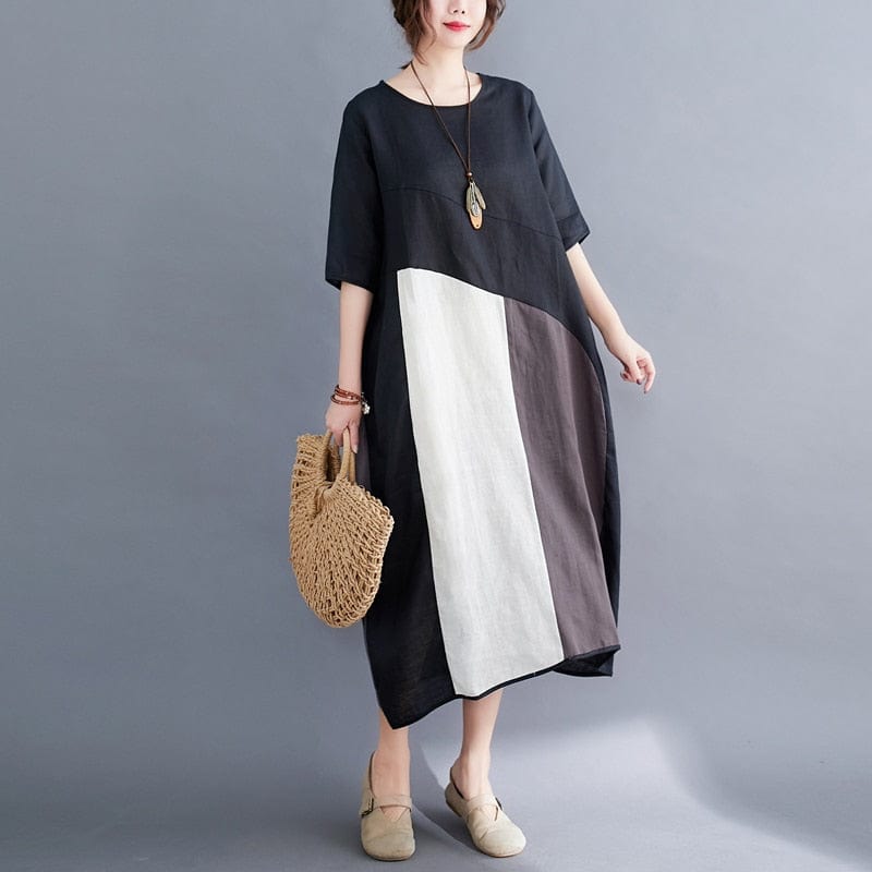 Budda Trends Dress Geometryczna luźna sukienka T-shirt
