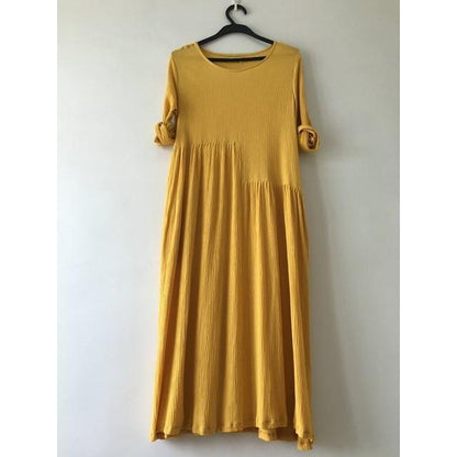 Buddha Trends Dress Gold / S Oversized dlouhé Hippie šaty