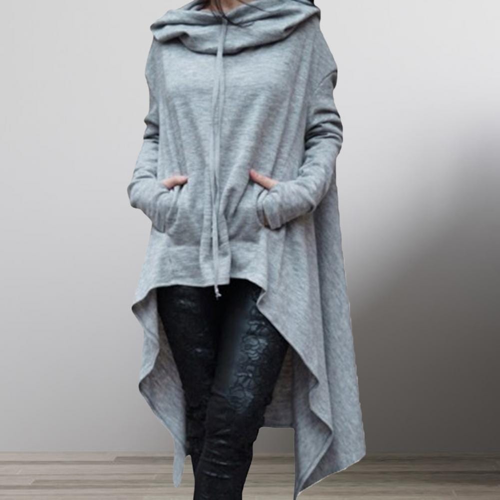 Buddha Trends Dress Szary / S Oversize luźny sweter z kapturem