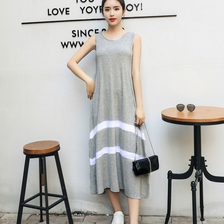 Buddha Trends Dress Grey / M Monaly Sleeveless Maxi Dress