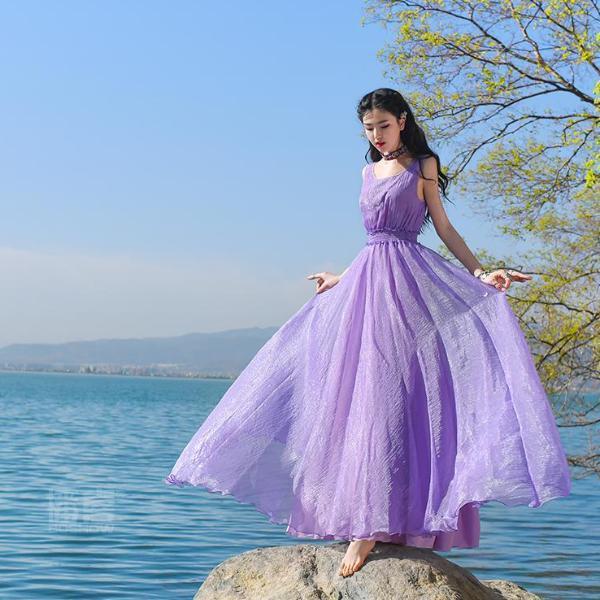 Lila Chiffon Bohemian Prom Kleid | Mandala