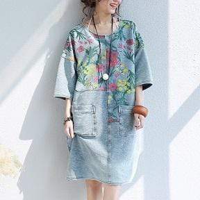 Loose Floral Printed Hippie Shirt Dress