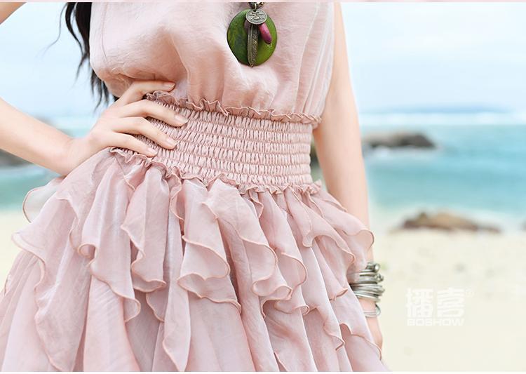 Buddha Trends Dress Light Pink Boho Flowy Ruffled Tank Dress | Mandala