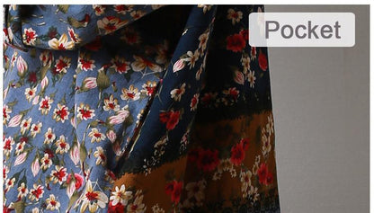 Buddha Trends Kleid Langarm Blumen Patchwork Robe