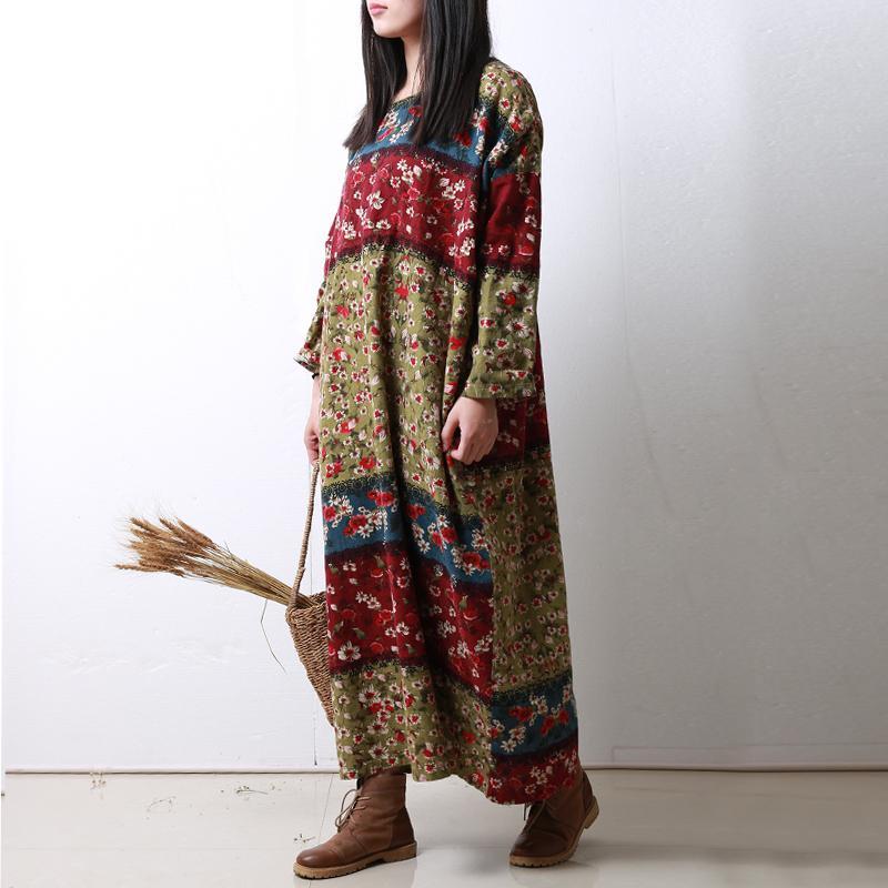 Buddha Trends Dress Long Sleeve Floral Patchwork Robe