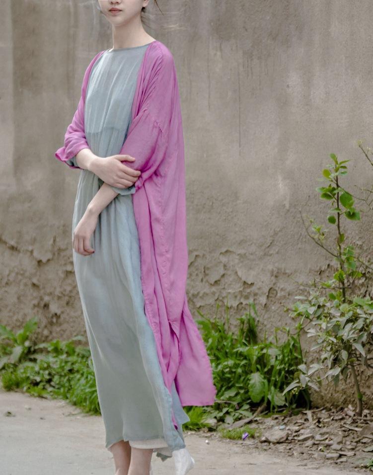 Buddha Trends Dress Loose Plus Size Silk Dress | Lotus