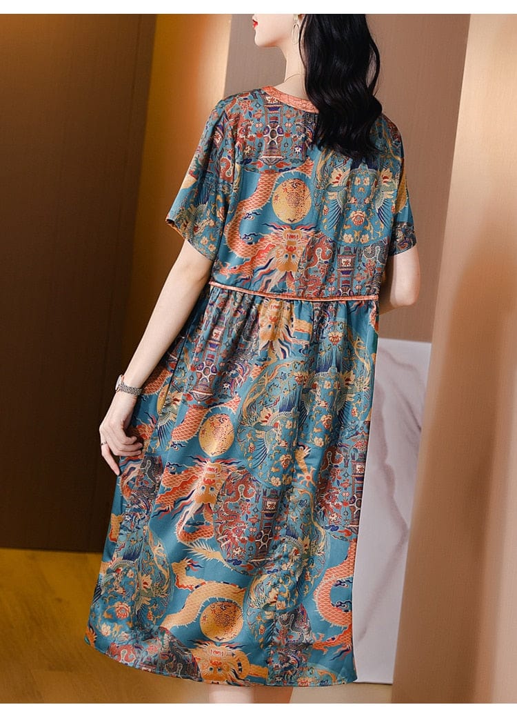 بوذا تريندز فستان فضفاض من الحرير بوهو | نيرفانا