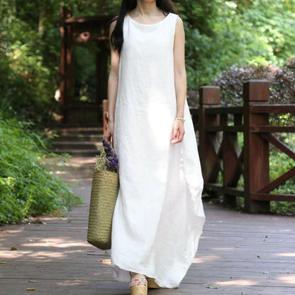 Buddha Trends Jurk Losse mouwloze maxi-jurk