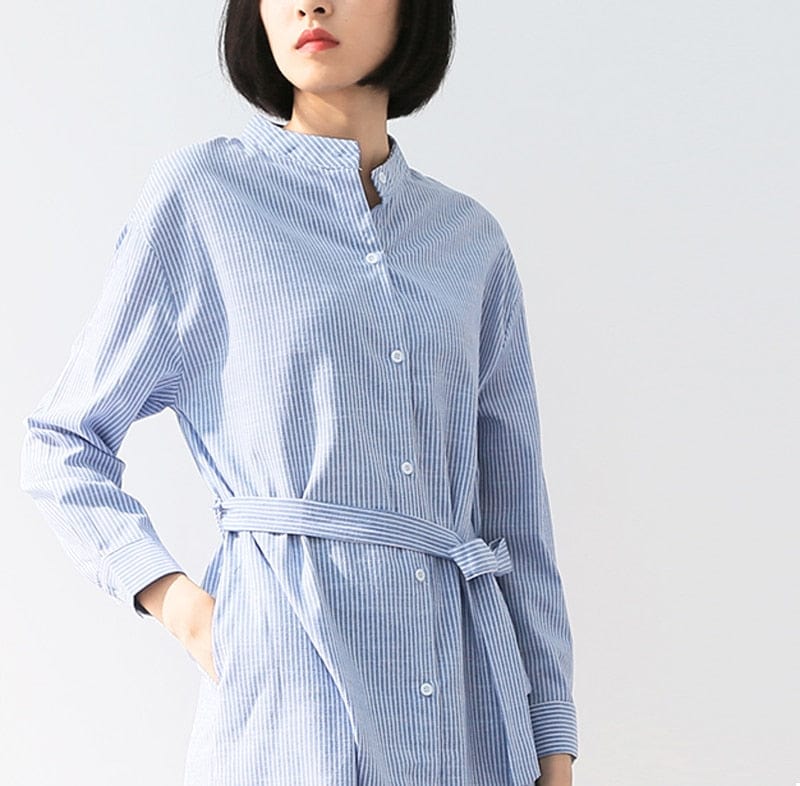 Buddha trends Dress solve Windbreaker Collarem Shirt Dress