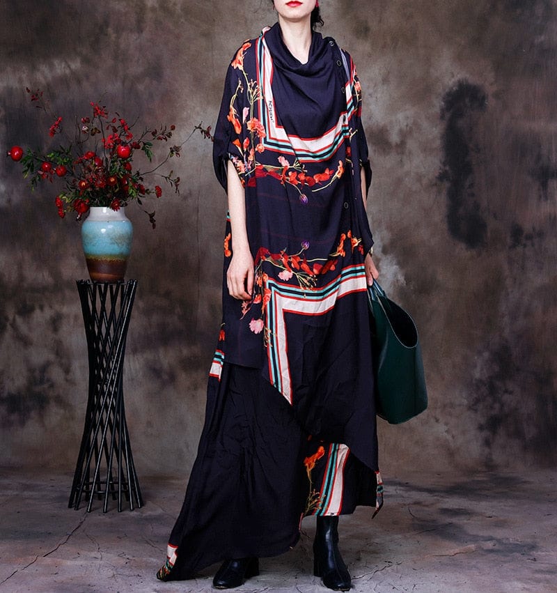 Buddha Trends Dress Lucie Rose Květinové Vintage Maxi šaty | Nirvána