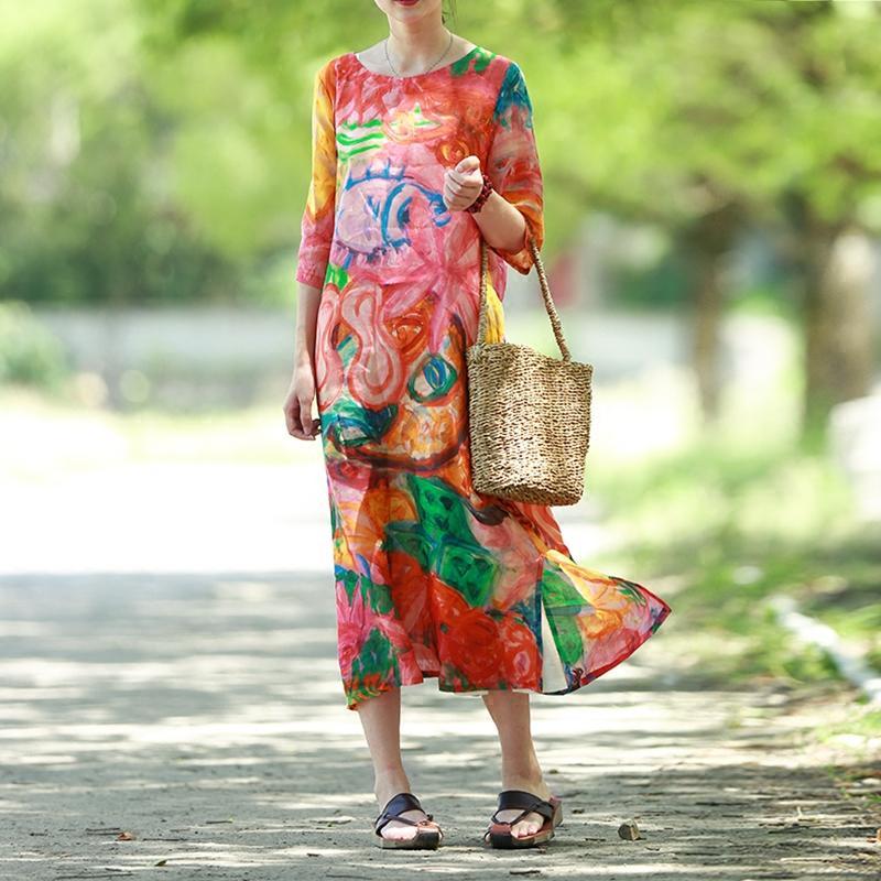 Buddha Trends Dress M Illuminate Abstract Midi Dress