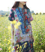 Buddha Trends Dress Abito hippie patchwork multicolore casuale