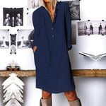 Buddha Trends Kleid Marineblau / XL Modernes Boho Hemdkleid in Übergröße