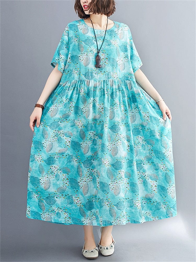 Buddha Trends Kleid Ohashi Midikleid aus Baumwolle mit Blumenmuster