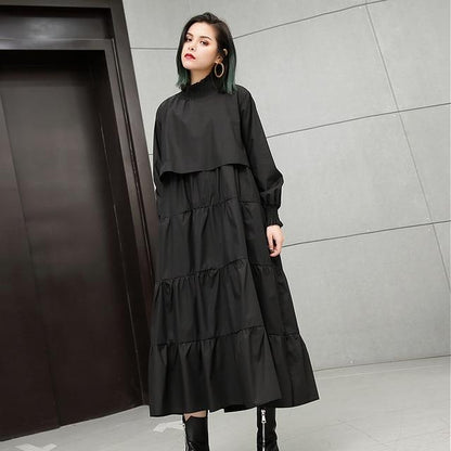 Buddha Trends Dress Taille unique / Robe à col roulé noire superposée | Millennials