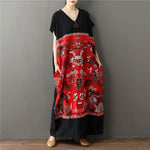 Buddha Trends Dress One Size / Black & Red Chinese Art Maxi Dress