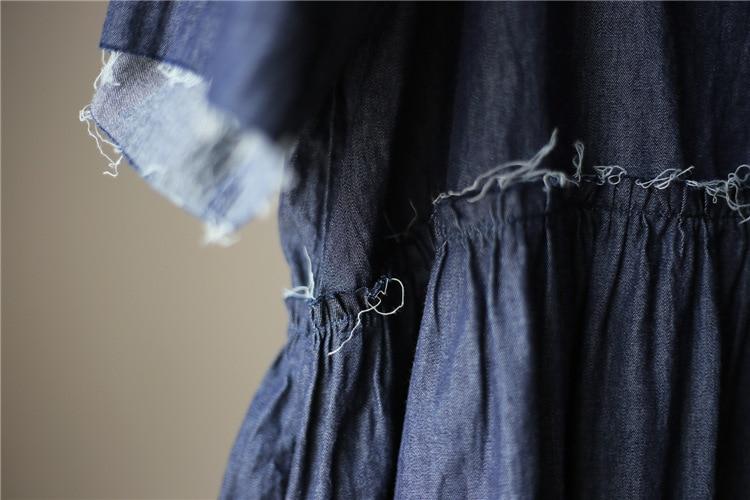 Buddha Trends Dress One Size / Modré ležérní volné džínové midi šaty