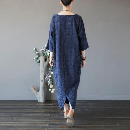 Buddha Trends Dress One Size / Blue Dark and Light Blue Casual Cotton Dress