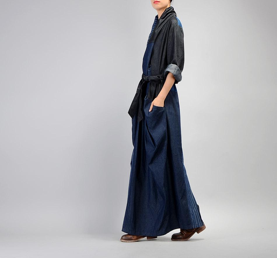 Довга джинсова сукня-олівець в печворку | Нірвана