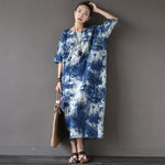 Buddha Trends Dress One Size / Blue Tie-Dye Tie Dye Ink Abstraktní šaty